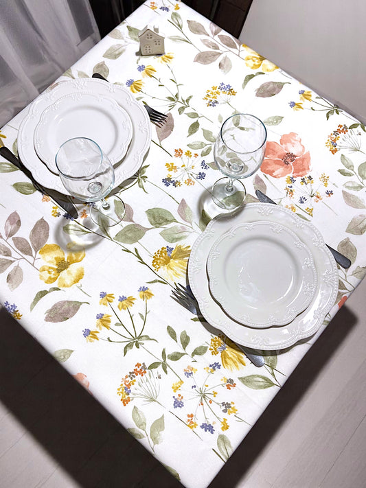 Teflonový bavlněný ubrus s květinovým vzorem – Luční květiny