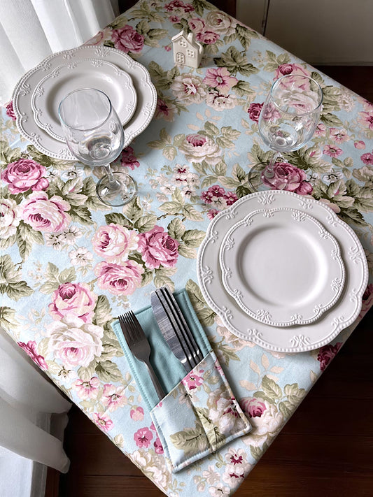 Teflonový bavlněný ubrus se vzorem – Růžový sen