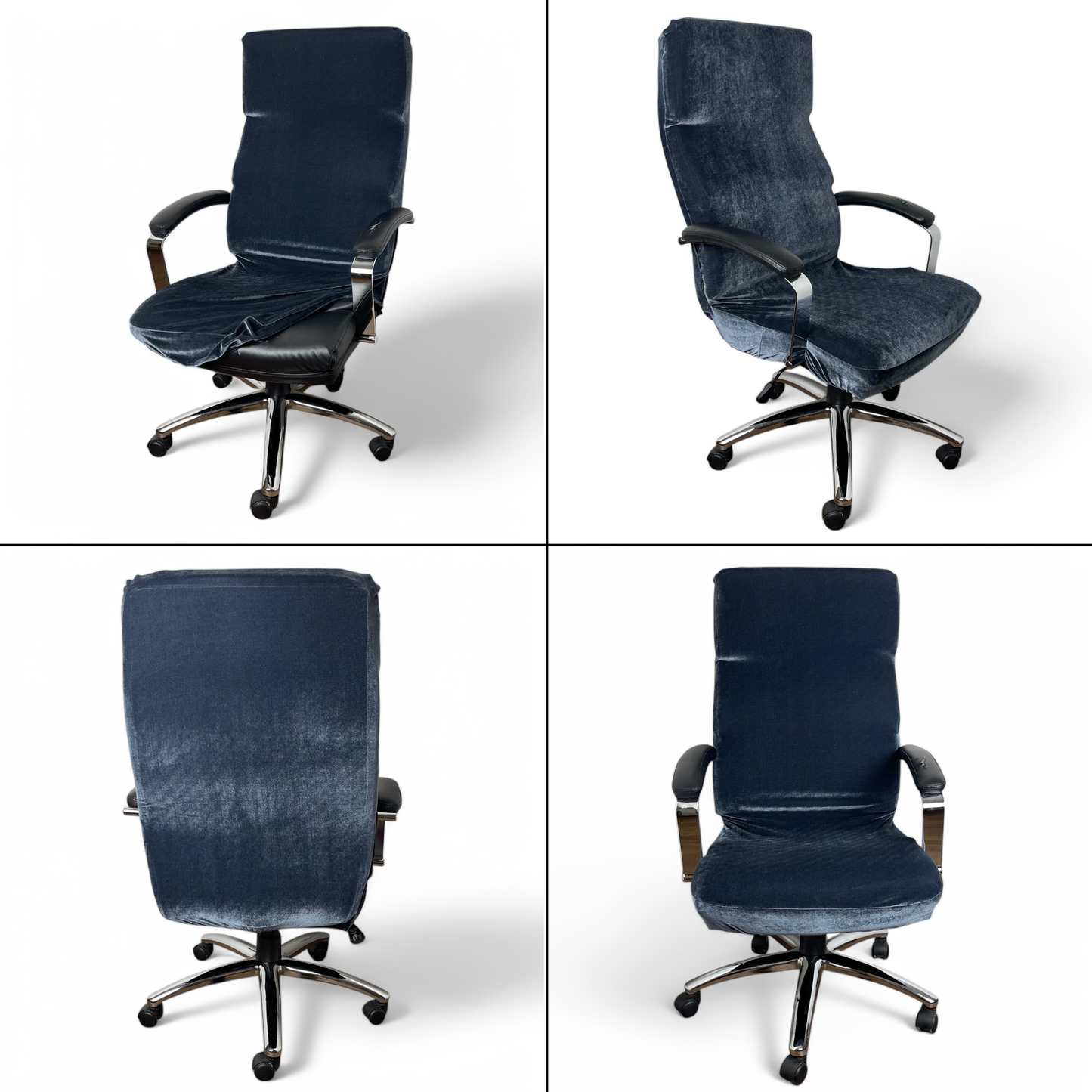 Elastischer Bürostuhlbezug – Samt, Schwarz