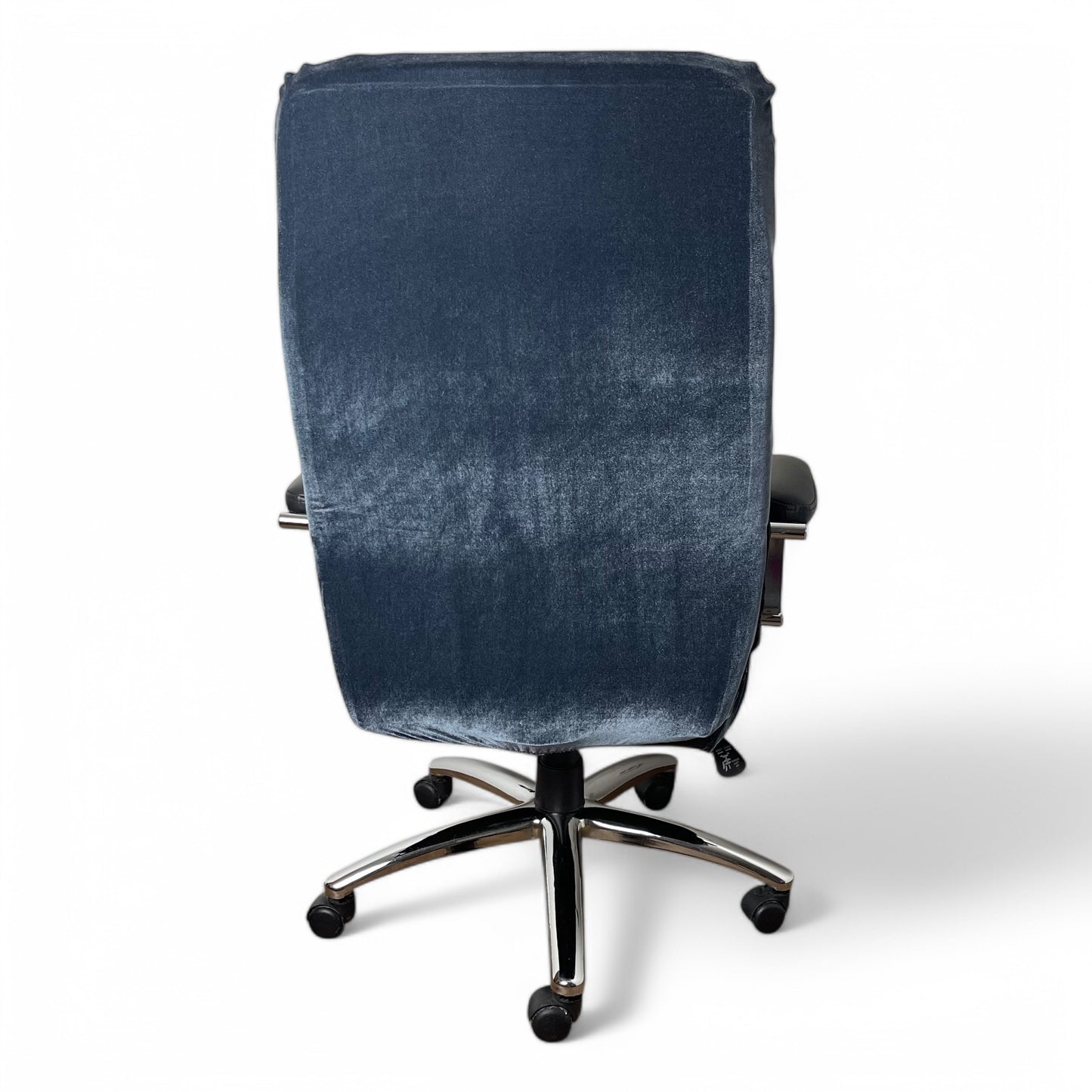 Elastic office chair cover - velvet, dark blue