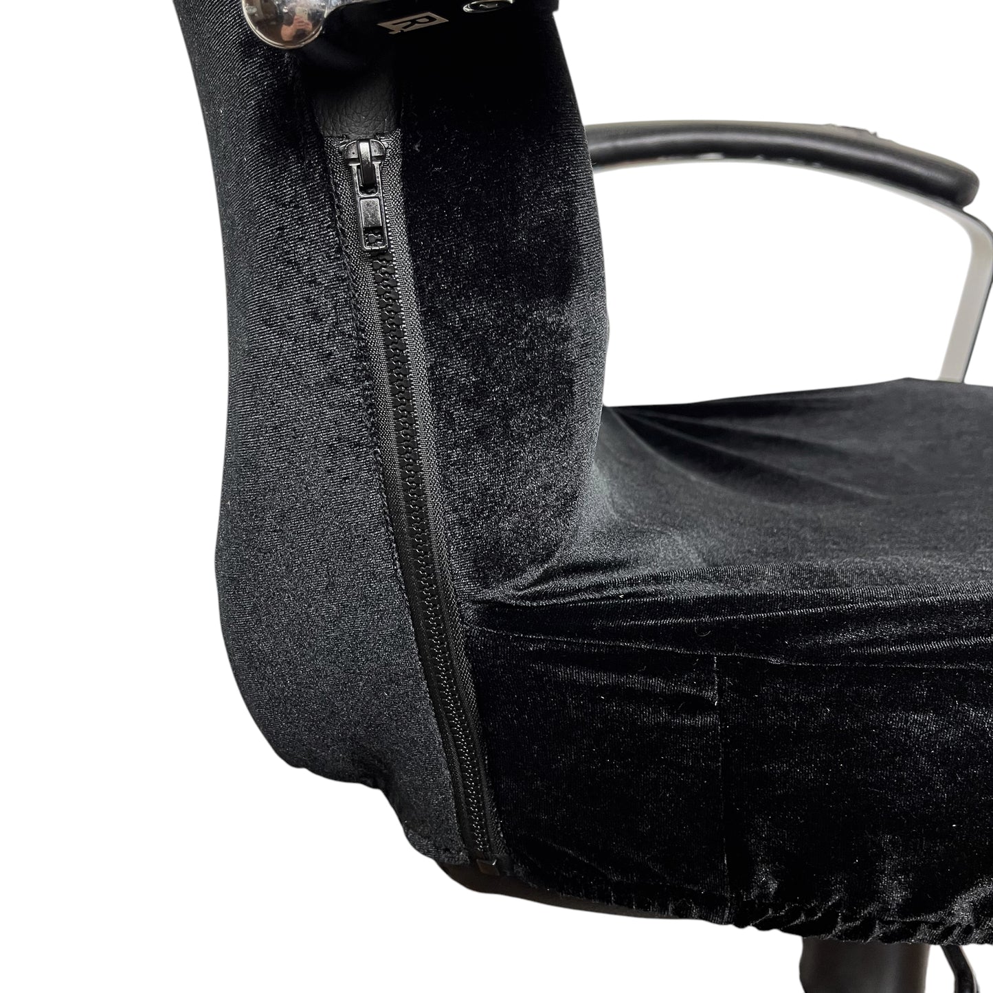 Elastic office chair cover - velvet, black