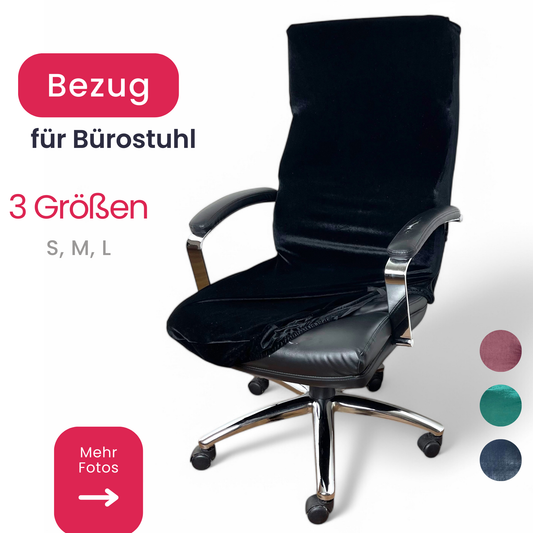 Elastischer Bürostuhlbezug – Samt, Schwarz