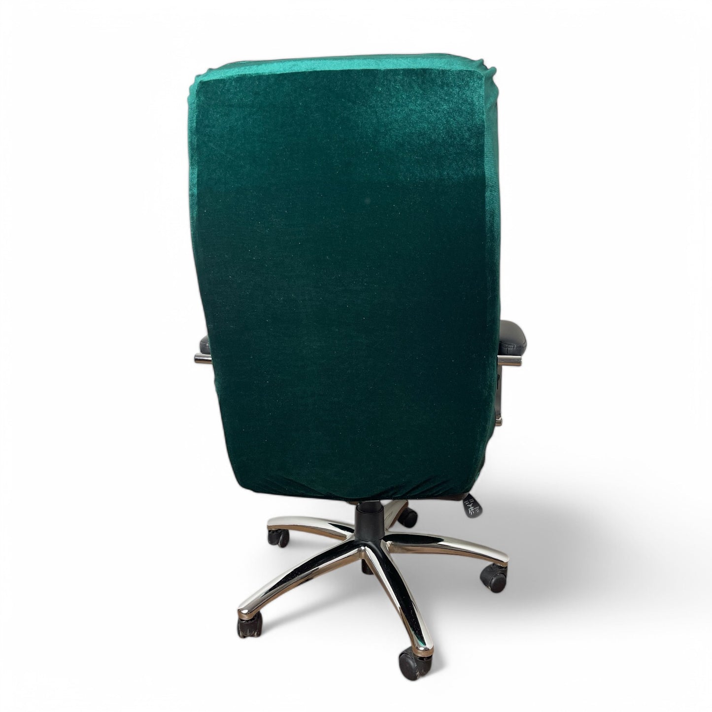 Elastic office chair cover - velvet, emerald green