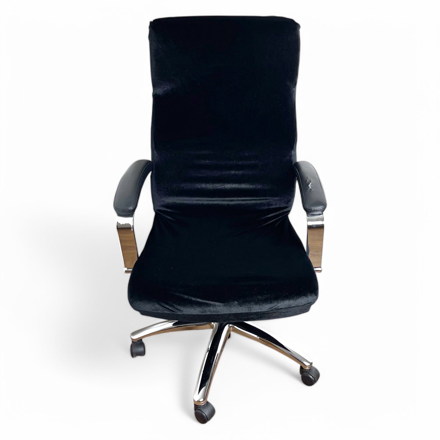 Elastic office chair cover - velvet, black