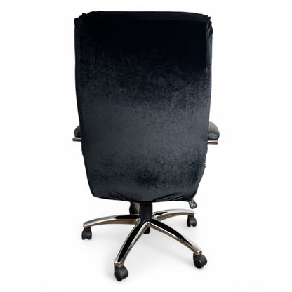 Elastic office chair cover - velvet, black