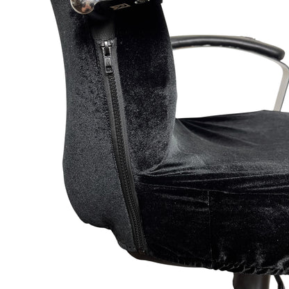 Elastic office chair cover - velvet, black