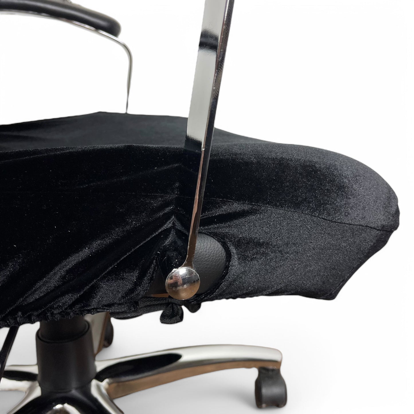 Elastic office chair cover - velvet, black