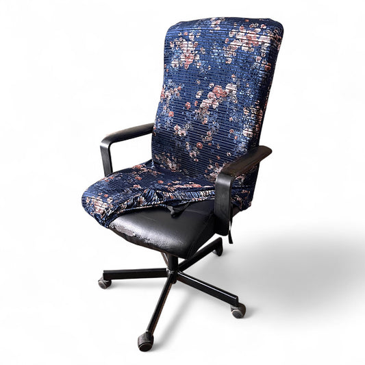 Elastický potah na kancelářskou židli – sametový, modrý