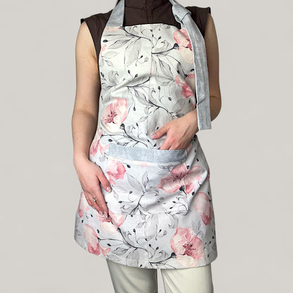 Floral Elegance kitchen set - romantic cotton design, water-repellent, 4-piece gift set