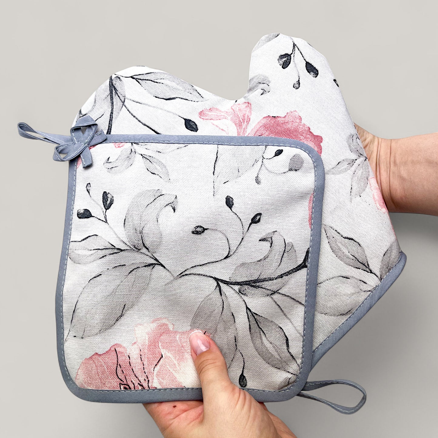 Floral Elegance kitchen set - romantic cotton design, water-repellent, 4-piece gift set